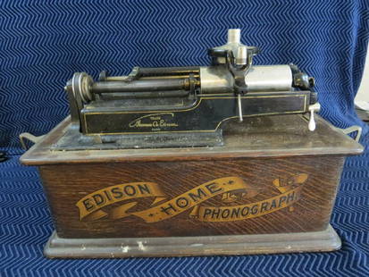 Antique Edison Home Phonograph: Plays the early cylinder type records. Being offered as found. Working condition unknown and it is unknown if it is complete. Please see photos. Complimentary drop off at Qwik Pack & Ship in