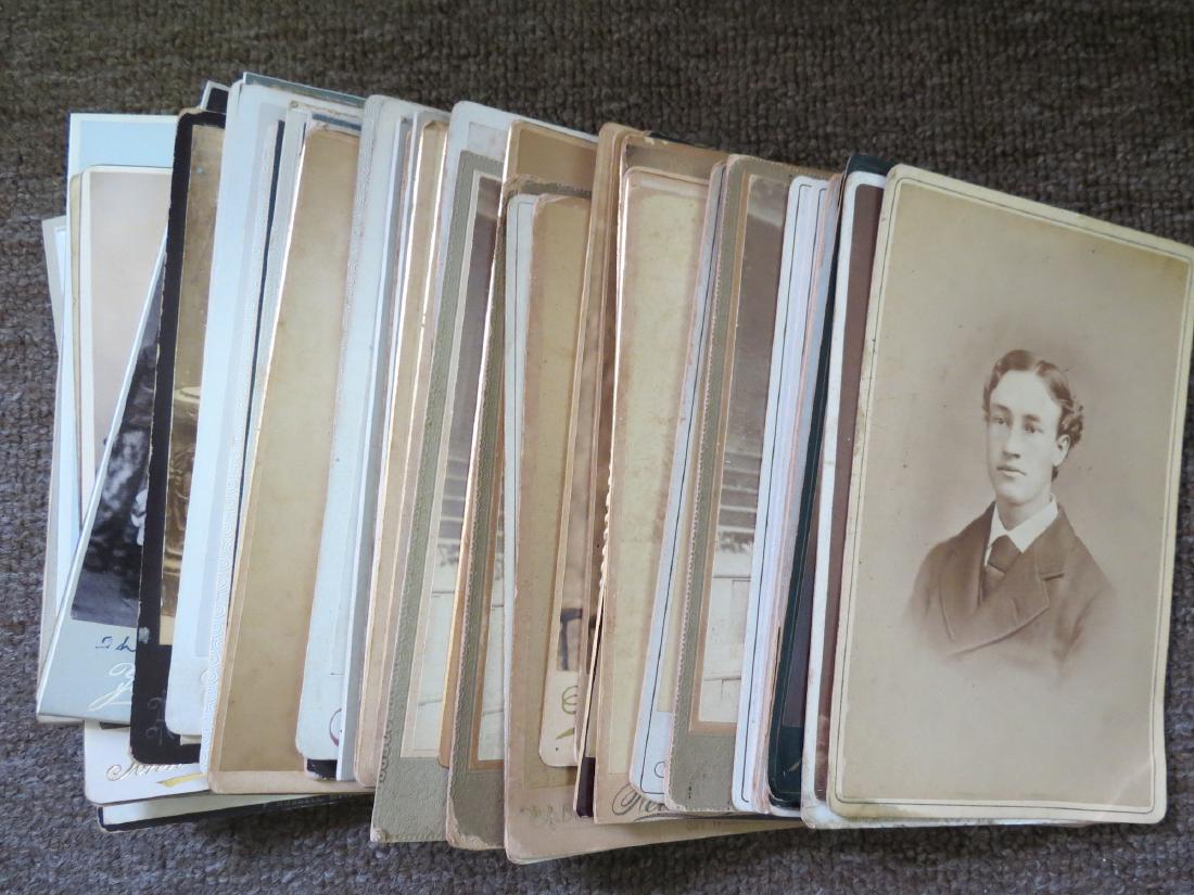 (62) Circa 1880s-1905 Cabinet Card Photographs: All true cabinet card sized. 4.25 x 6.5. Conditions vary. Some better photographers like Chickering.