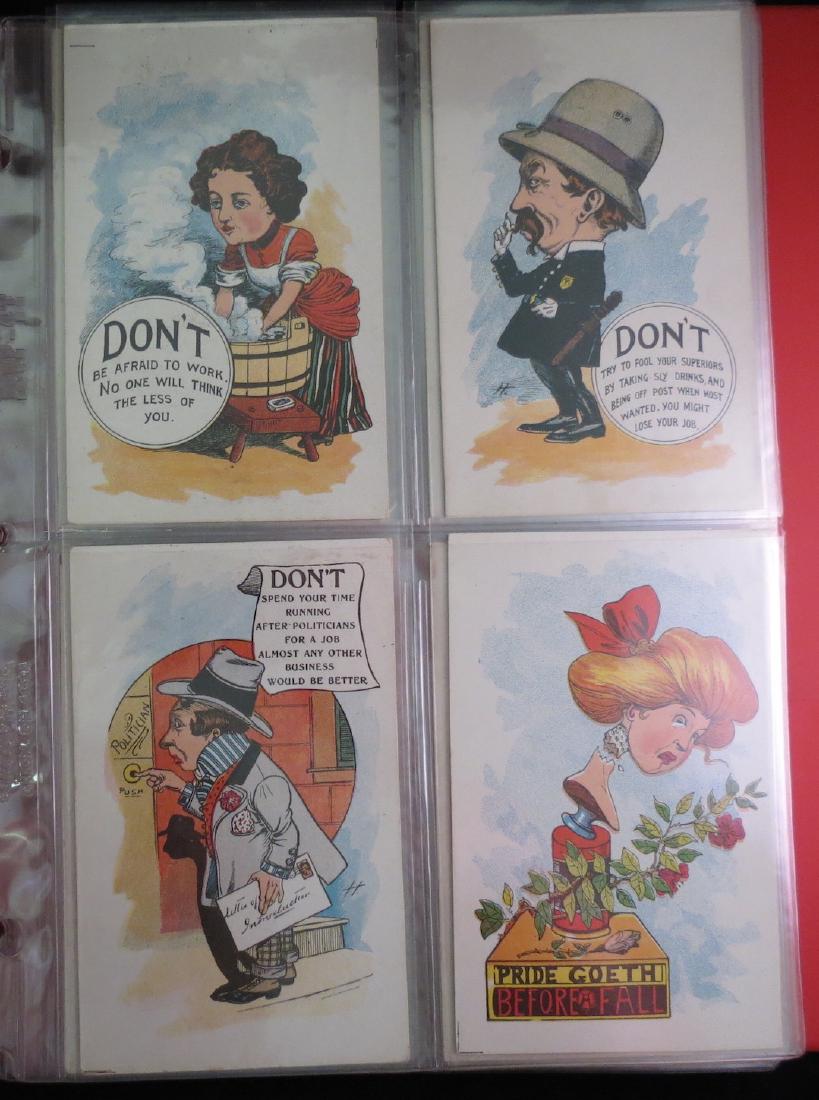 (63) c. 1905 Cartoon Advice Postcards: All undivided backs. Unused. A couple of duplicates. Excellent condition overall with a few better and a few worse. Not all are pictured, but you get an idea of what is here from the photos provided.
