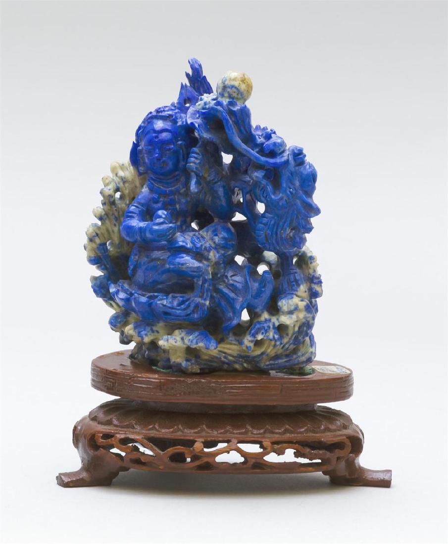 CHINESE CARVED LAPIS LAZULI FIGURE GROUP (1 of 2)