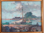 Gordon Grant Oil Painting Harbor Scene