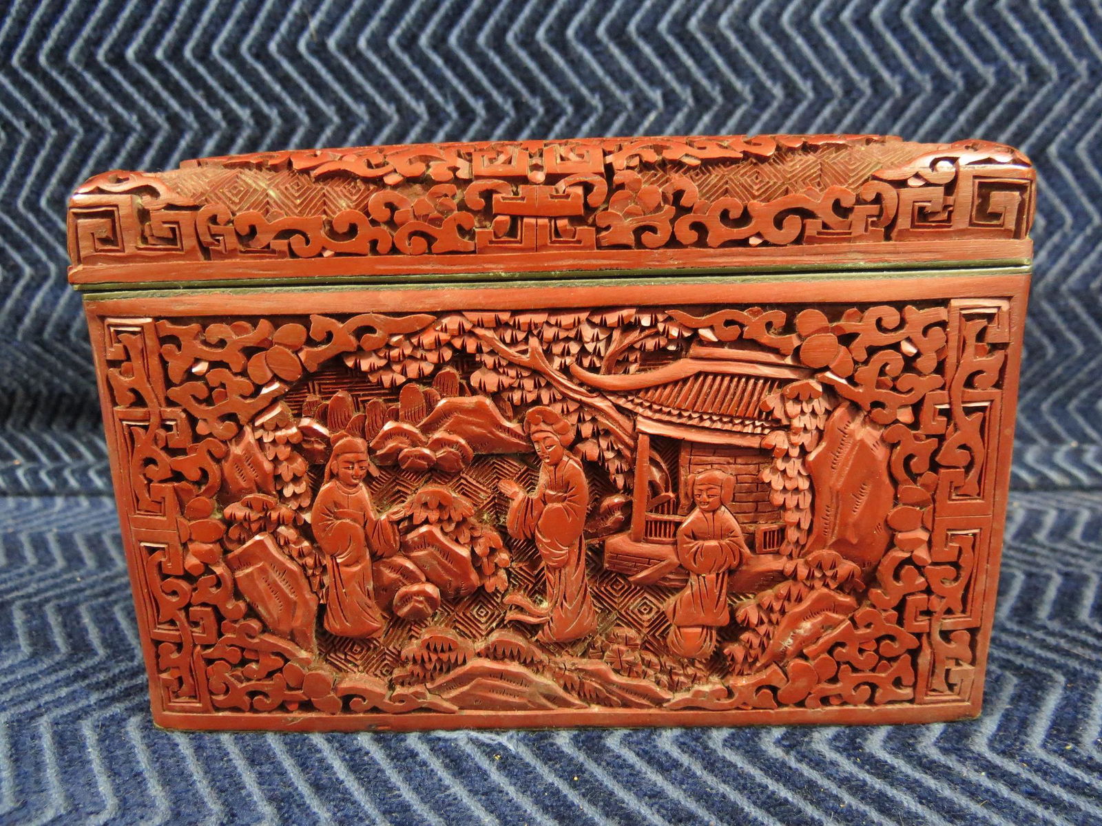 Antique Chinese Cinnabar Playing Card Box, Two Decks (1 of 6)