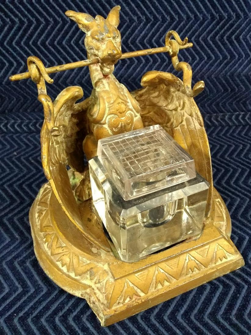 Vintage MULLER #611 Brass Inkwell/Pen Holder Shaped as (1 of 8)