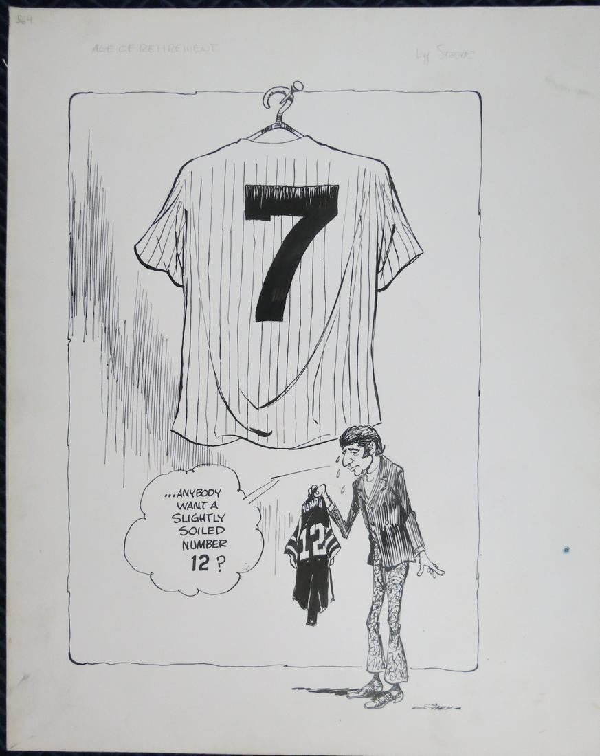 Bruce Stark Original Artwork: Mickey Mantle Joe Namath (1 of 3)