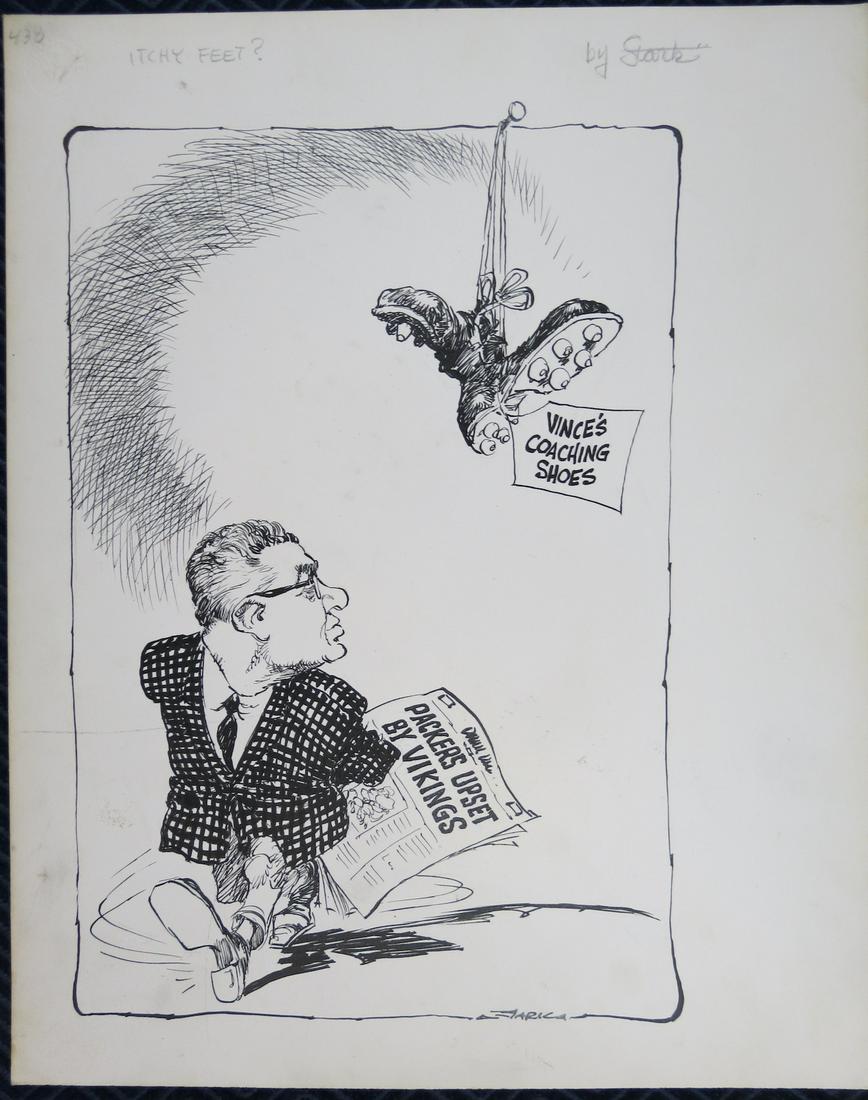 Bruce Stark Original Artwork: Vince Lombardi (1 of 3)