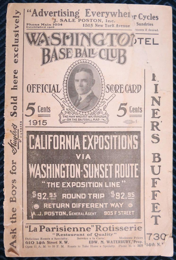 1915 Senators vs Tigers Baseball Program (1 of 6)