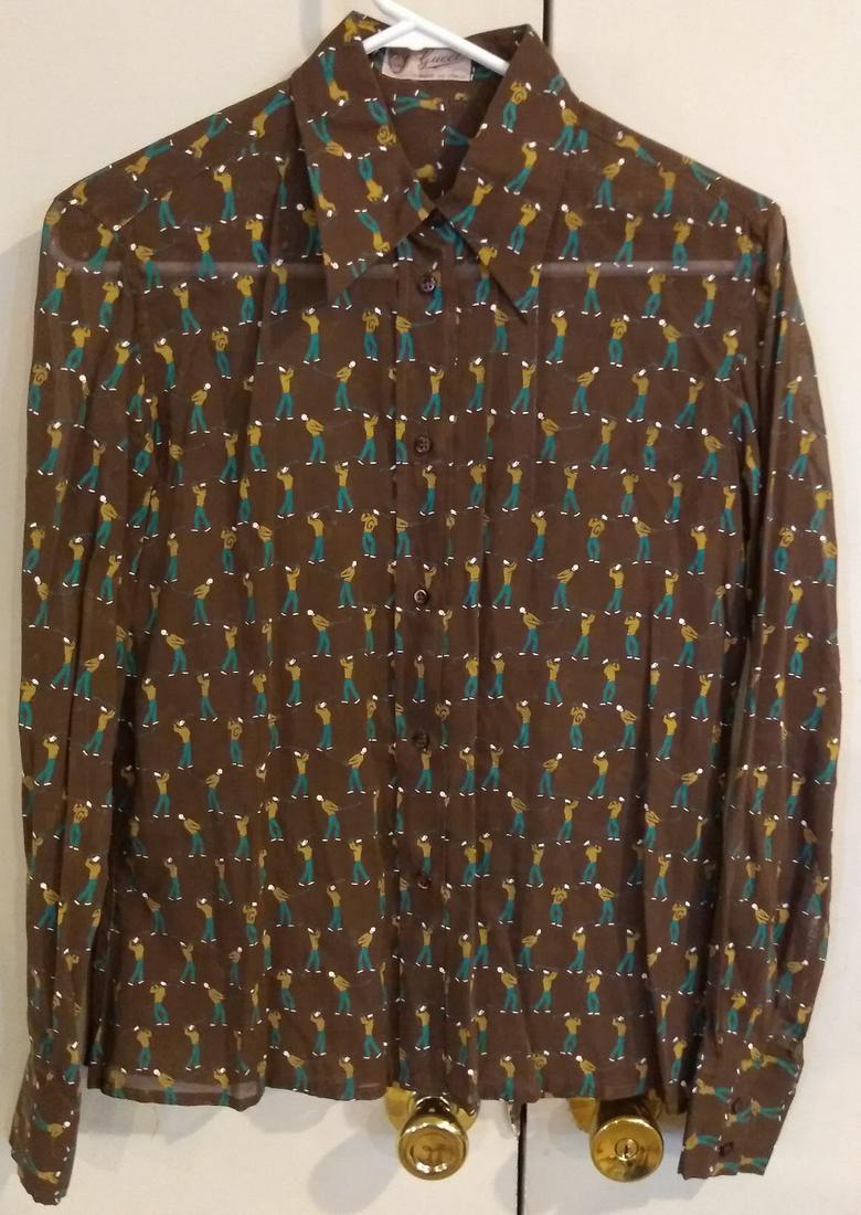 Womens Vintage Cotton Button Down GUCCI Golf Shirt (1 of 6)