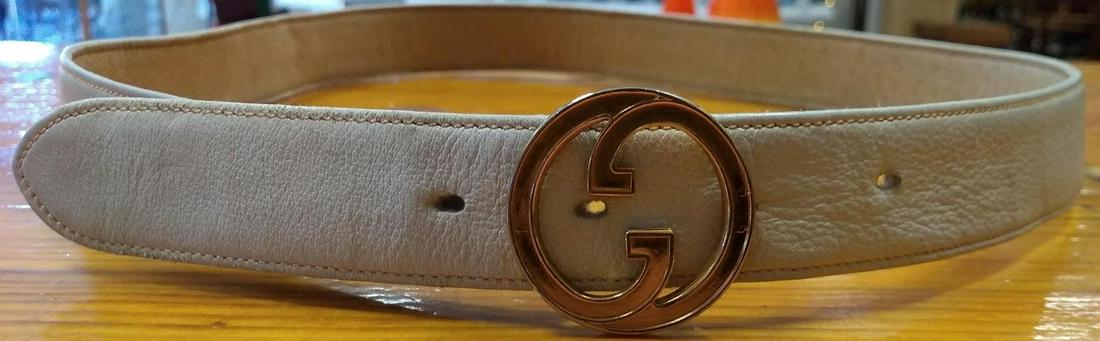Vintage GUCCI Leather Belt with Gold Facing G Buckle (1 of 5)