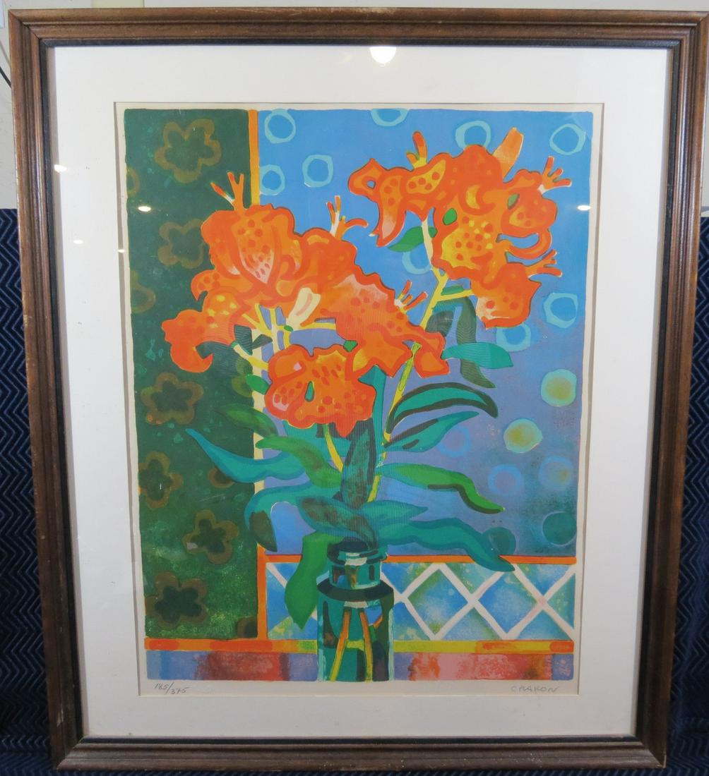 Guy Charon Signed Lithograph Flowers #185/375 (1 of 6)
