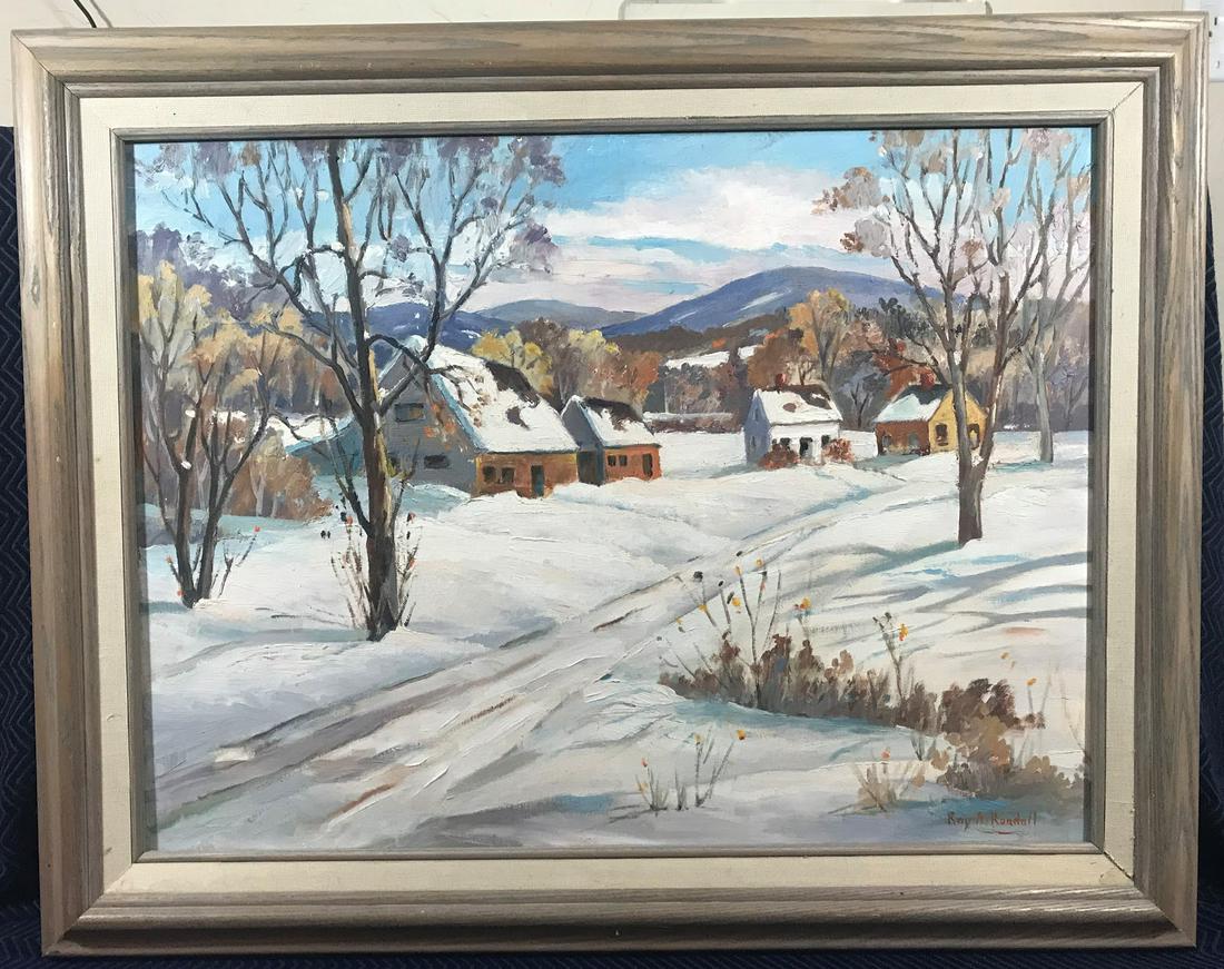 Winter Scene Oil Painting Signed by Roy A. Randall-23 x (1 of 7)