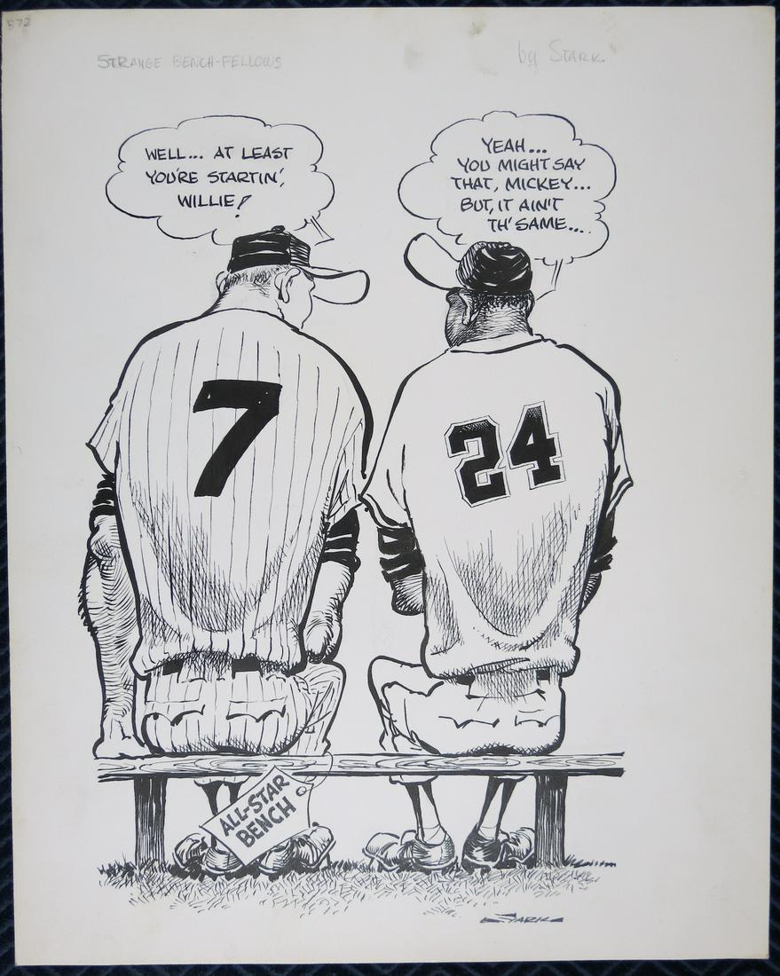 Bruce Stark Original Artwork: Willie Mays Mickey Mantle (1 of 3)