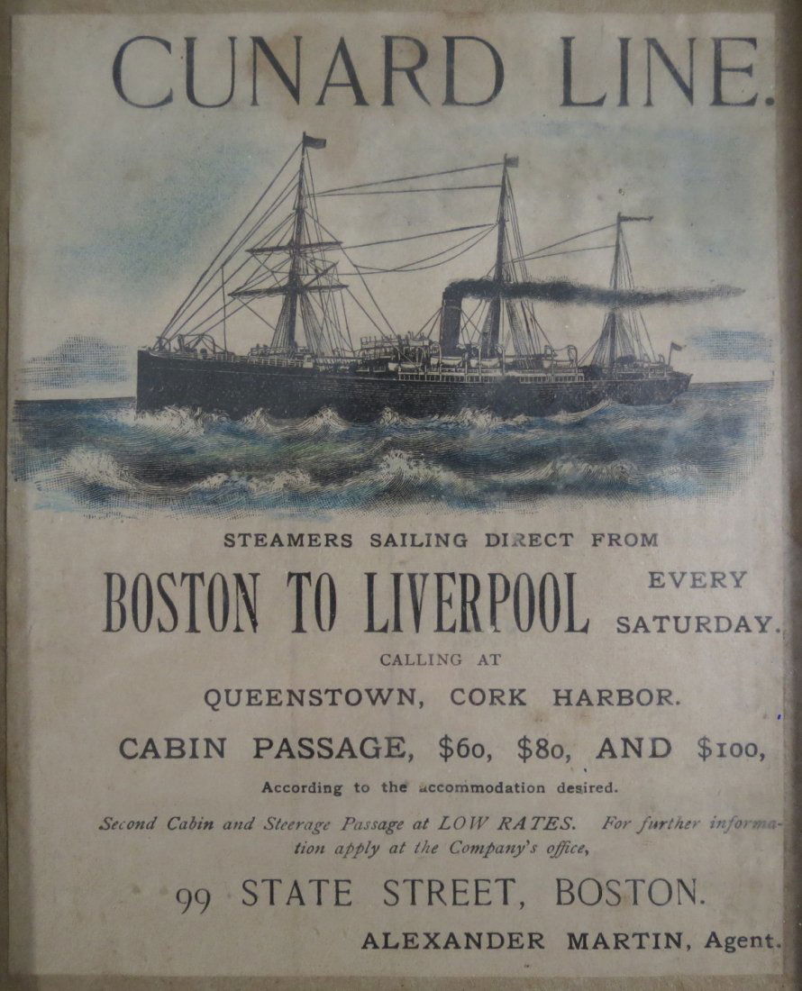 c. 1880s Cunard Line Steamship Colored Handbill (1 of 4)