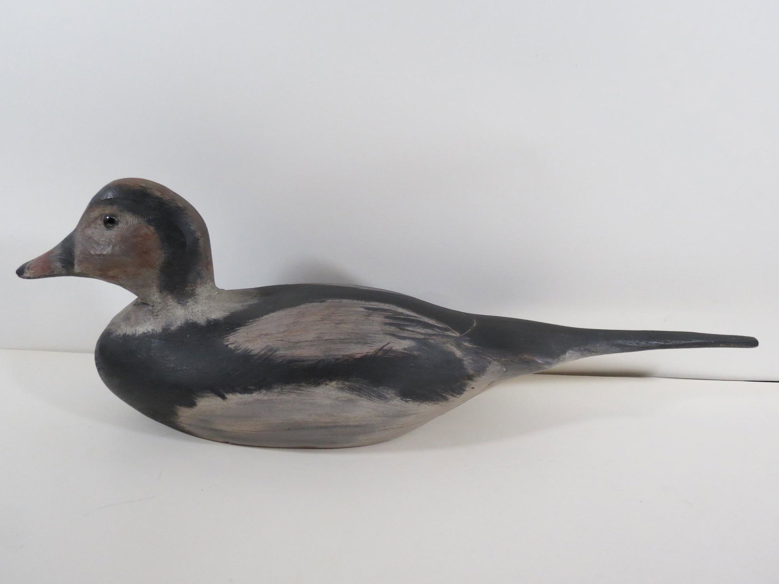 Bob Johnson Vermont Carved Signed Duck Decoy: Mason replica Hollow Old Squaw Bob Johnson 1990 VT. 20.25 inches long. Fine condition.