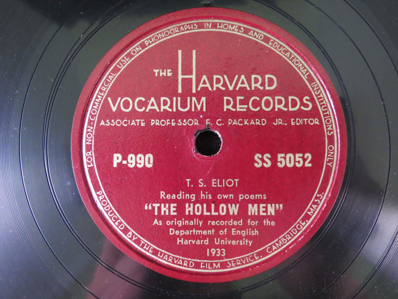 1933 TS Eliot Reading Own Poems Record Harvard (1 of 4)