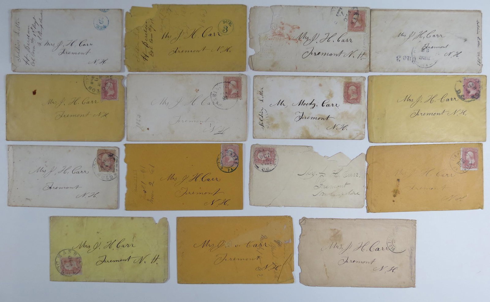 (15) Hiram Berdan Civil War Postal Covers (2) Signed: Lot of (15) postal covers sent to Mrs JH Carr of Fremont NH. Two feature the free frank signature of Hiram Berdan, American engineer, inventor and military officer, world-renownedÂ marksman, and gui