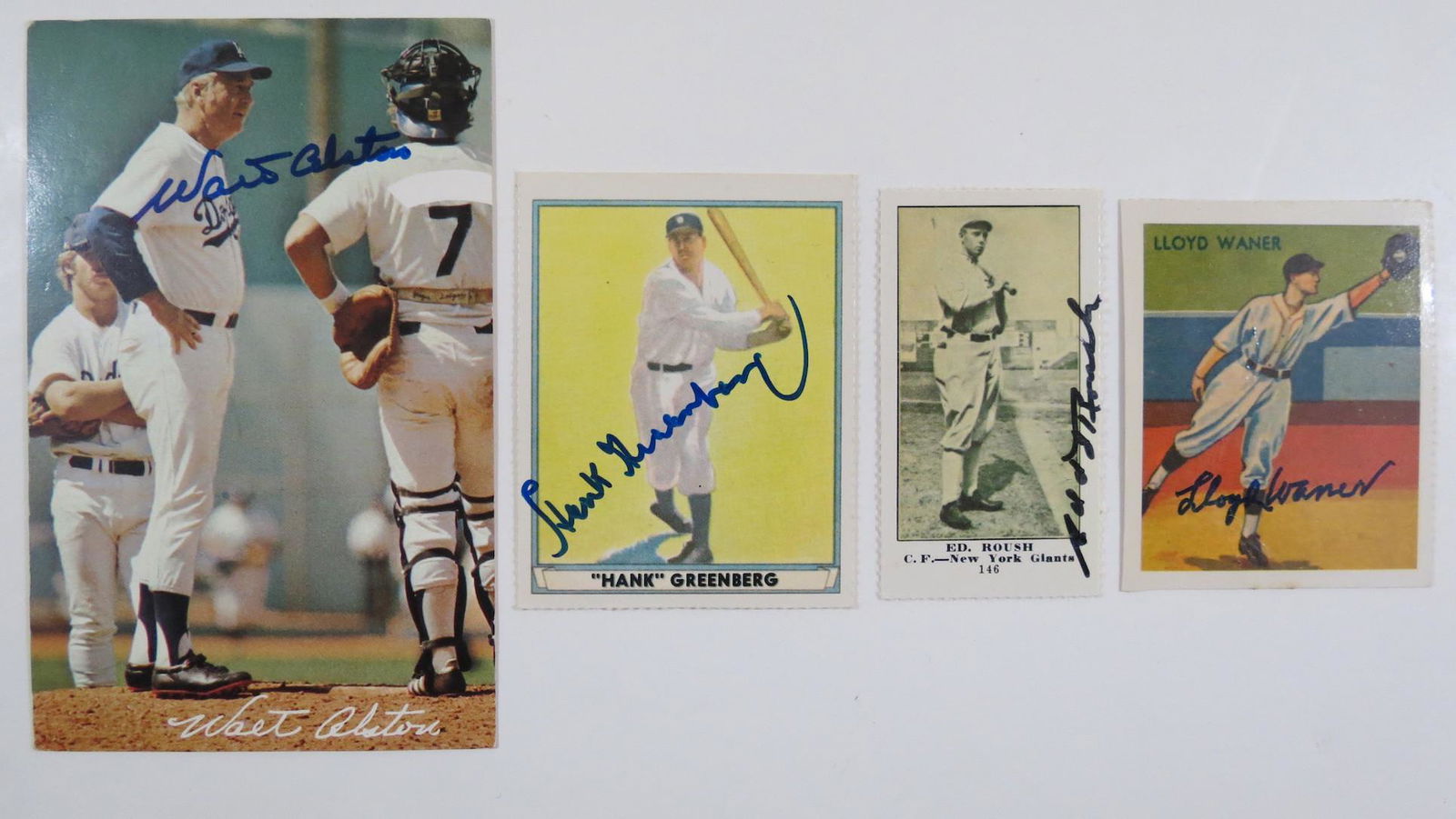(4) Baseball Star / HOFer Signed Cards w/ Greenberg (1 of 4)
