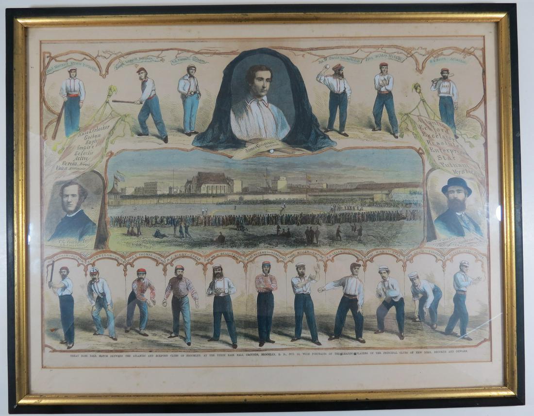 1865 James Creighton Baseball Woodcut Print (1 of 13)