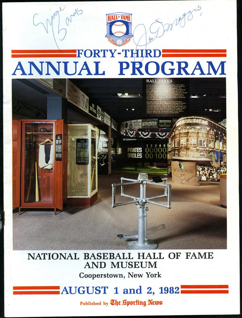 Joe Dimaggio and Ernie Banks Signed HOF Program (1 of 2)