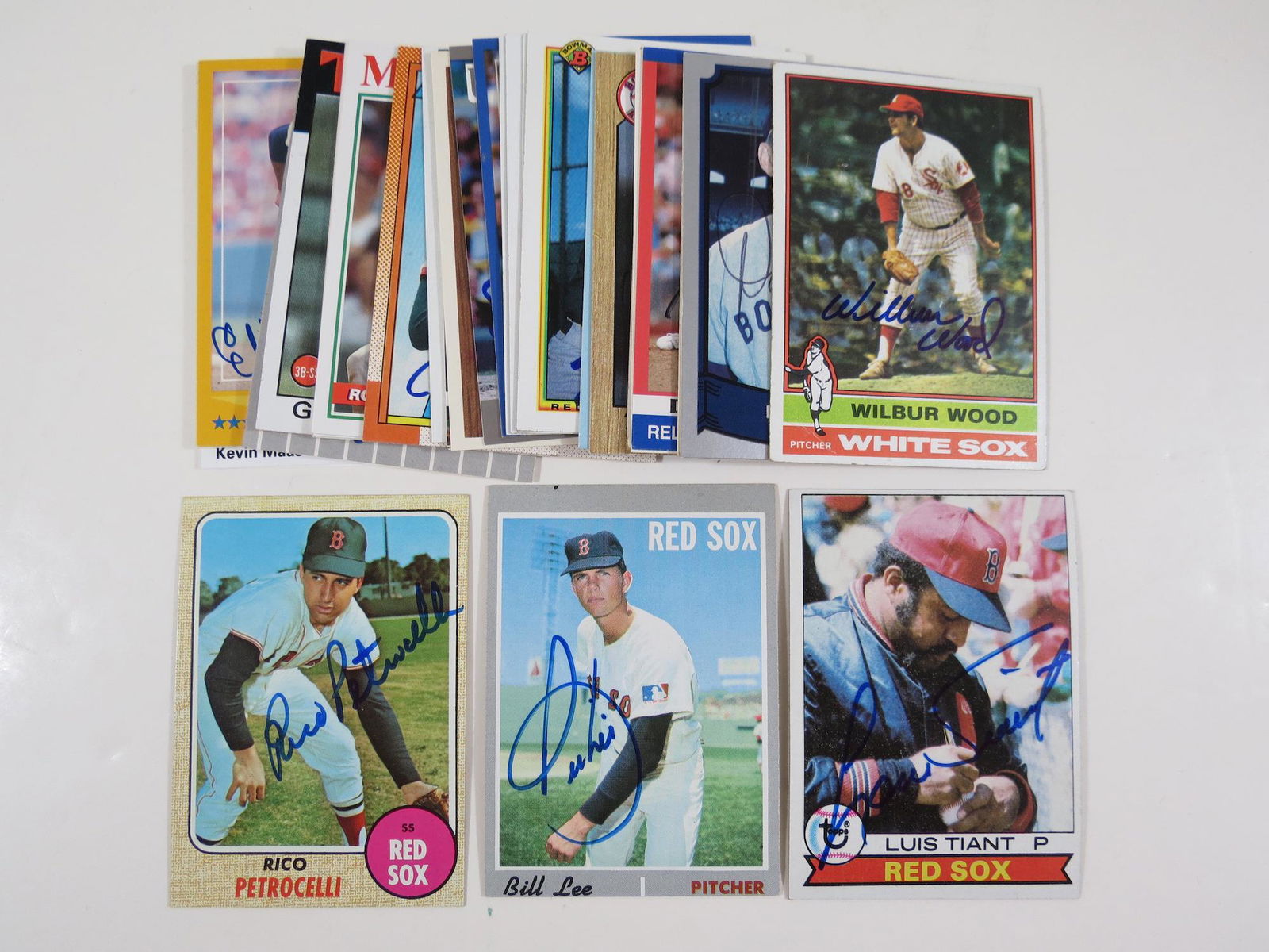 (34) Former Boston Red Sox Signed Baseball Cards (1 of 5)