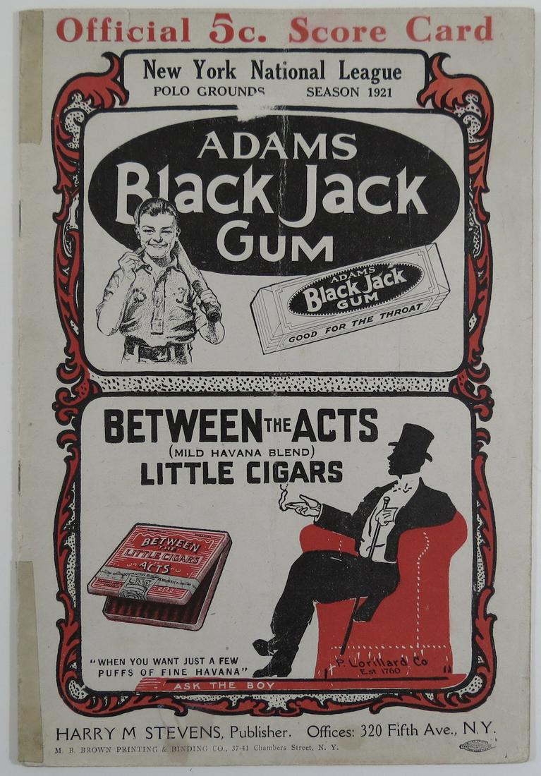 1921 NY Giants vs Phillies Baseball Program (1 of 6)