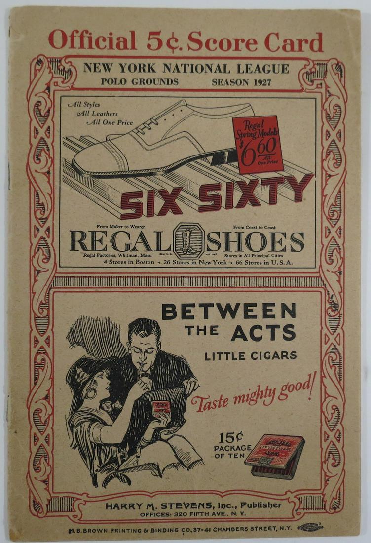 1927 NY Giants vs Cubs Baseball Program (1 of 6)