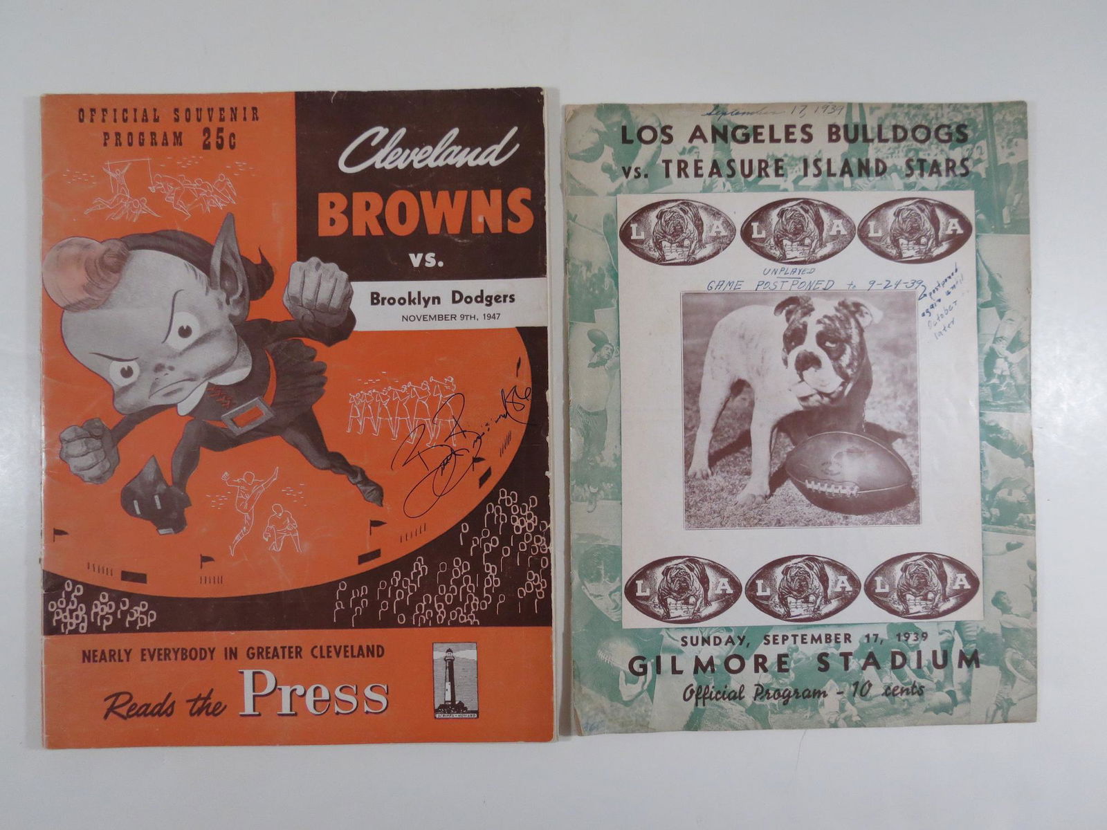 (2) 1930s-1940s Defunct Football League Programs (1 of 5)