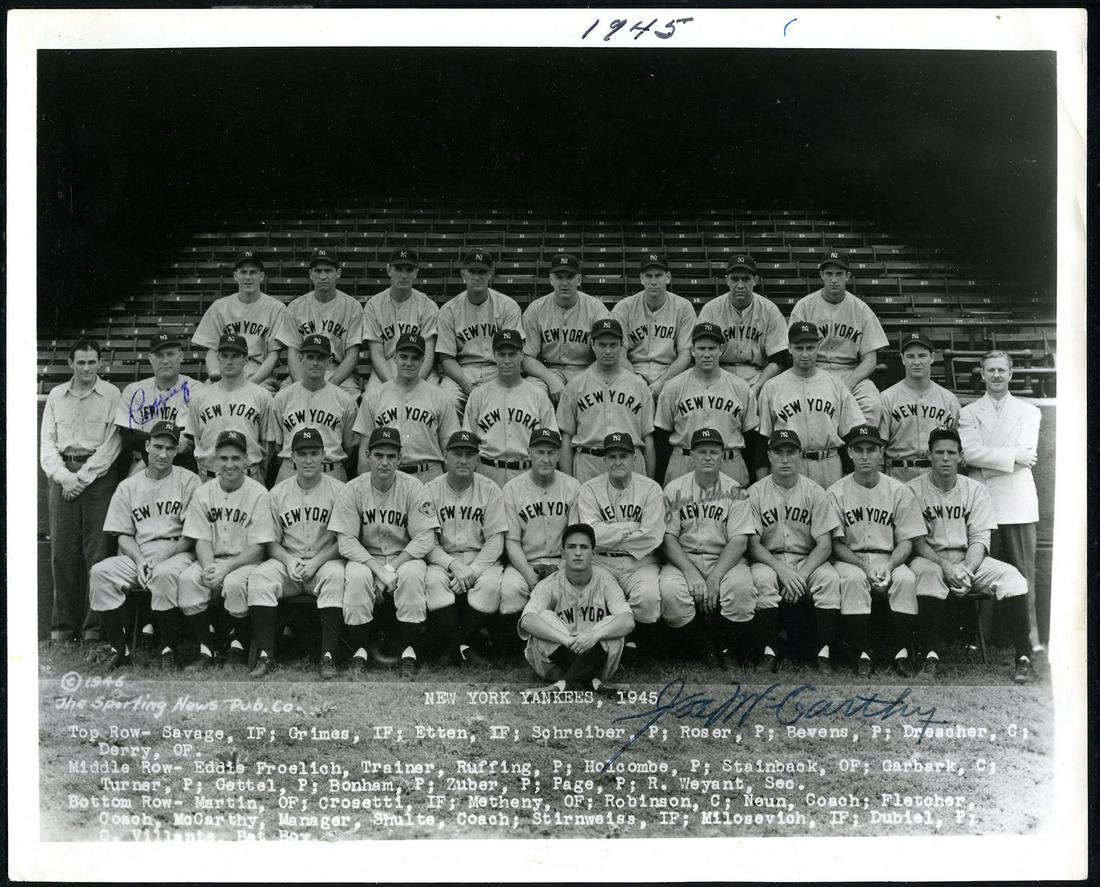 1945 Yankees Signed 8 x 10 Baseball Photo JSA (1 of 5)