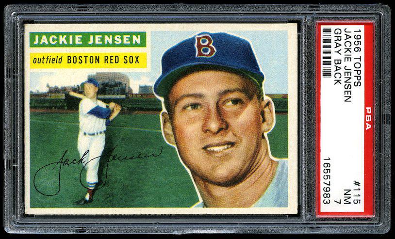 1956 Topps #115 Jackie Jensen PSA 7 NM Gray Back (1 of 1)