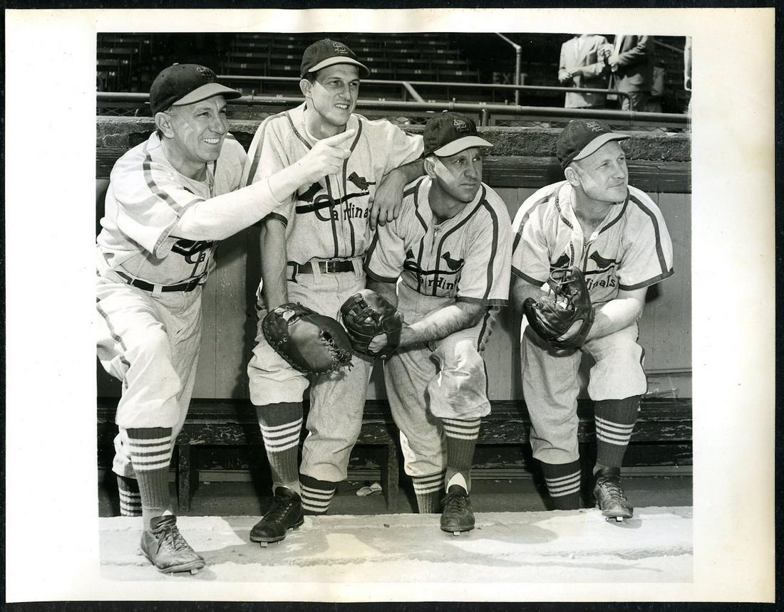 Herb Scharfman: 1946 Stan Musial and the St Louis: Dated 9/13/46. Taken by noted New York sports photographer Herb Scharfman. 6.5 x 8.5. Excellent condition.