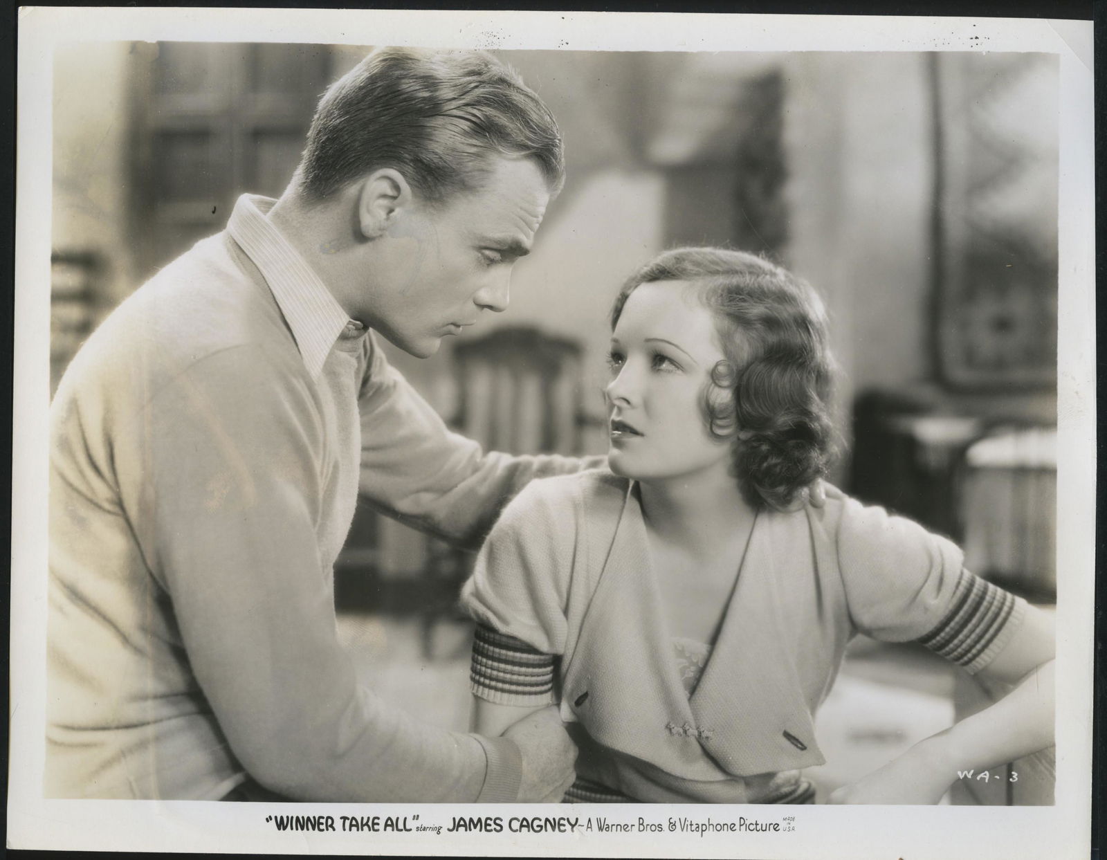 1932 Actor James Cagney 8 x 10 Movie Still: James Cagney and Marian Nixon from Winner Take All. Dated 7/12/32. Excellent condition.