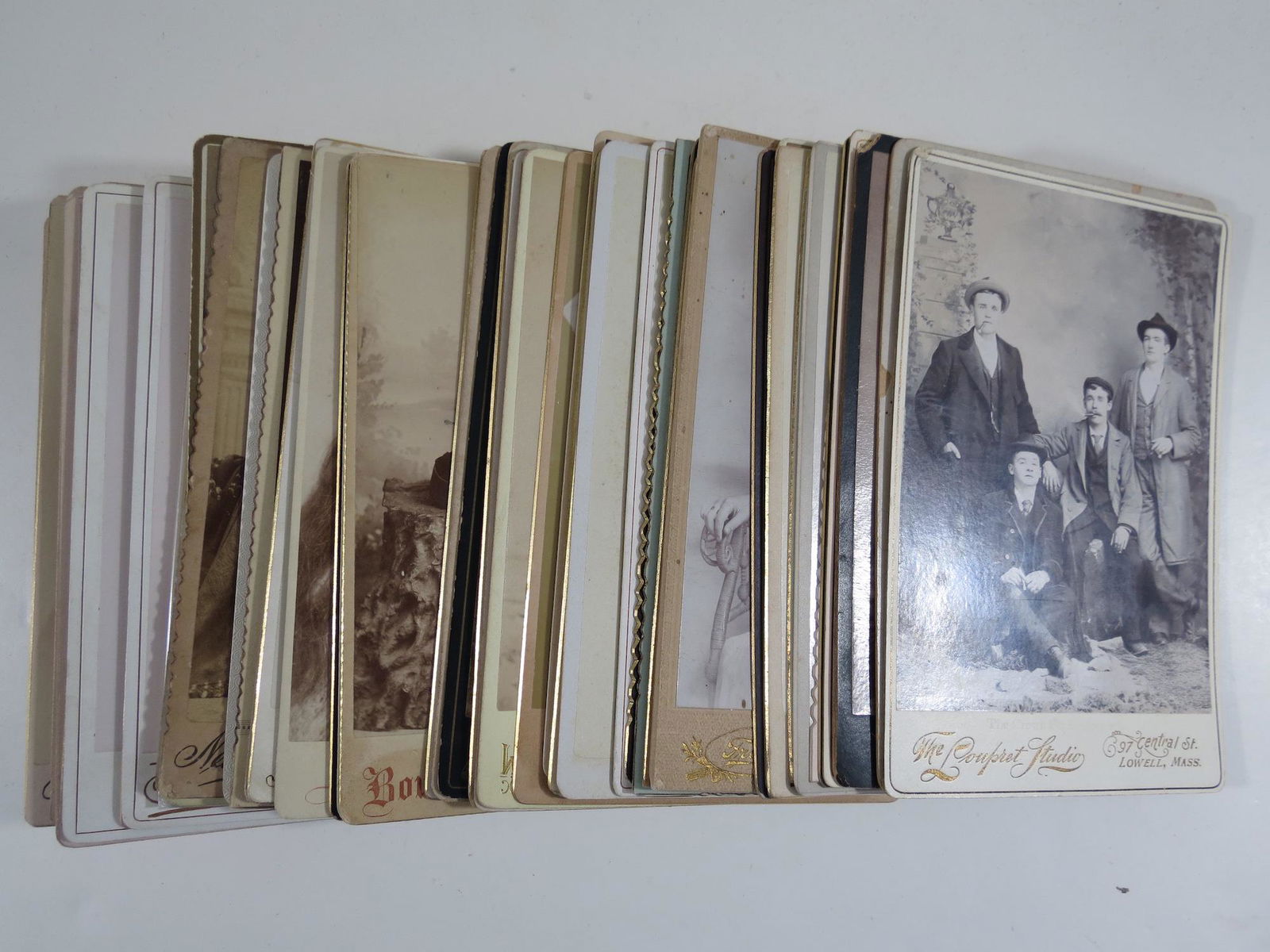 (60) 19th Century Cabinet Card Photographs: All are true cabinet sized cards, 4.25 x 6.5 inches. Conditions vary from about Good to Excellent.