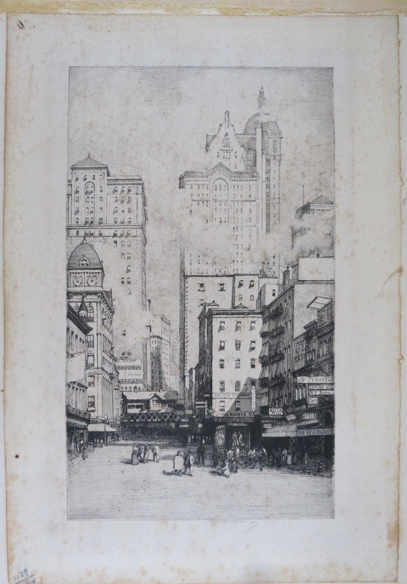 1910 Herman Webster Etching Cortlandt St NYC (1 of 8)