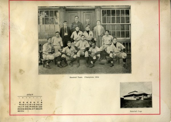 1904 Wiliam Matthews Negro Baseball Photo Harvard: 1905 Harvard College Calendar with Baseball and Football team photos. Of note is the 1904 Baseball team that featured black player William Mathews, one of the relatively few black players to play on w