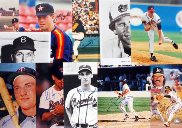 (12) Baseball HOFer & Stars Signed Photos: All 8 x 10" photos. Includes Zimmer, Bagwell, Spahn, Palmer, Fingers, Fisk, Erskine, Glavine, Andruw Jones, Killebrew, Ryan, Eckersley. All are Mint.