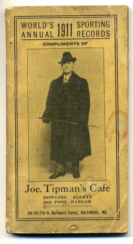 1911 Sports Record Book w/ Ty Cobb: 1911 World's Annual Sporting Records book is mostly a tribute to Boxing records. Pictured inside are many boxers such as Jack Johnson, Jim Jeffries and more. Also pictured is a 3/4 page photo of Ty Co