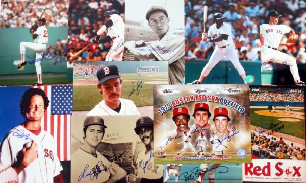 (13) Boston Red Sox Stars Signed Photos: All 8 x 10". Includes Canseco, Boggs, Boyd, Dom Dimaggio, Rice/Lynn/Evans, Radatz, Lynn/Rice, Rice, Suppan, Stanley, Dick Williams, Zimmer. Mint.