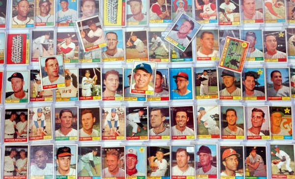 (146) 1961 Topps Baseball Cards w/ Stars: One man's childhood collection. Includes Stan Musial, Ford WS, Cepeda, Dodgers Southpaw w/ Koufax/Podres, Spahn, and more. All are from the low # series. Conditions range from VG to EX-MT with most ab
