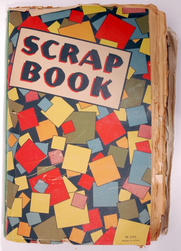 Amazing 1920's Ocean Liner Scrapbook: Kept during a trip to Europe in 1927. Includes postcards, photos, programs menus, booklets and ephemera of all types. Scrapbook is 4" thick with probably 100+ total pieces.