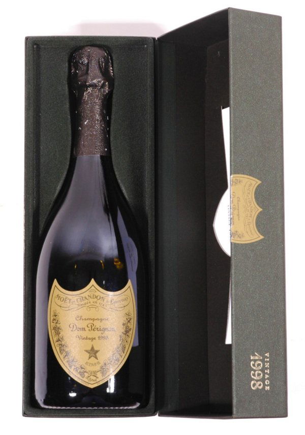 1998 Dom Perignon Champagne Unopened Bottle: 1998 Dom Perignon bottle, unopened, with contents and in the original box. Mint.