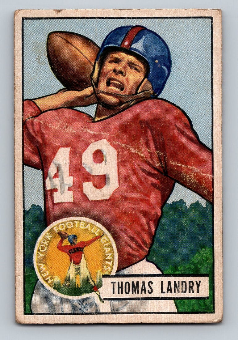 1951 BOWMAN Tom Landry Football Card: G/VG to VG