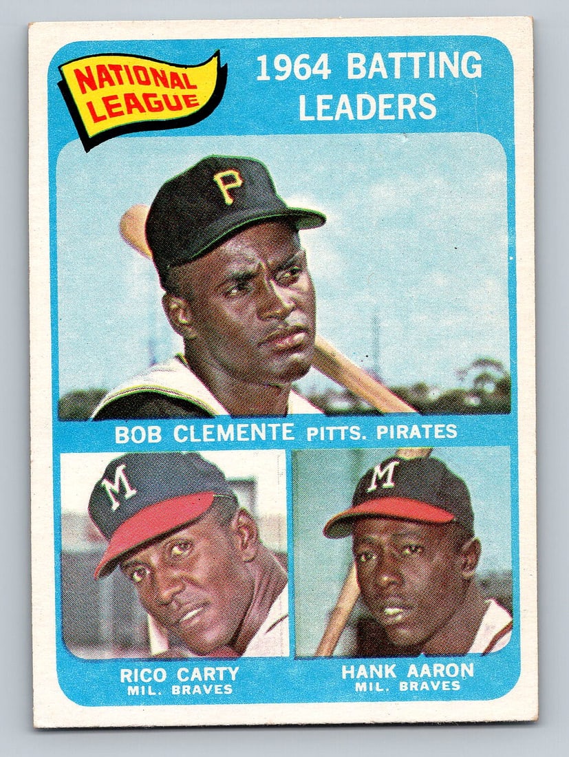 1965 TOPPS Batting Leaders Hank Aaron Clemente Baseball Card (1 of 2)