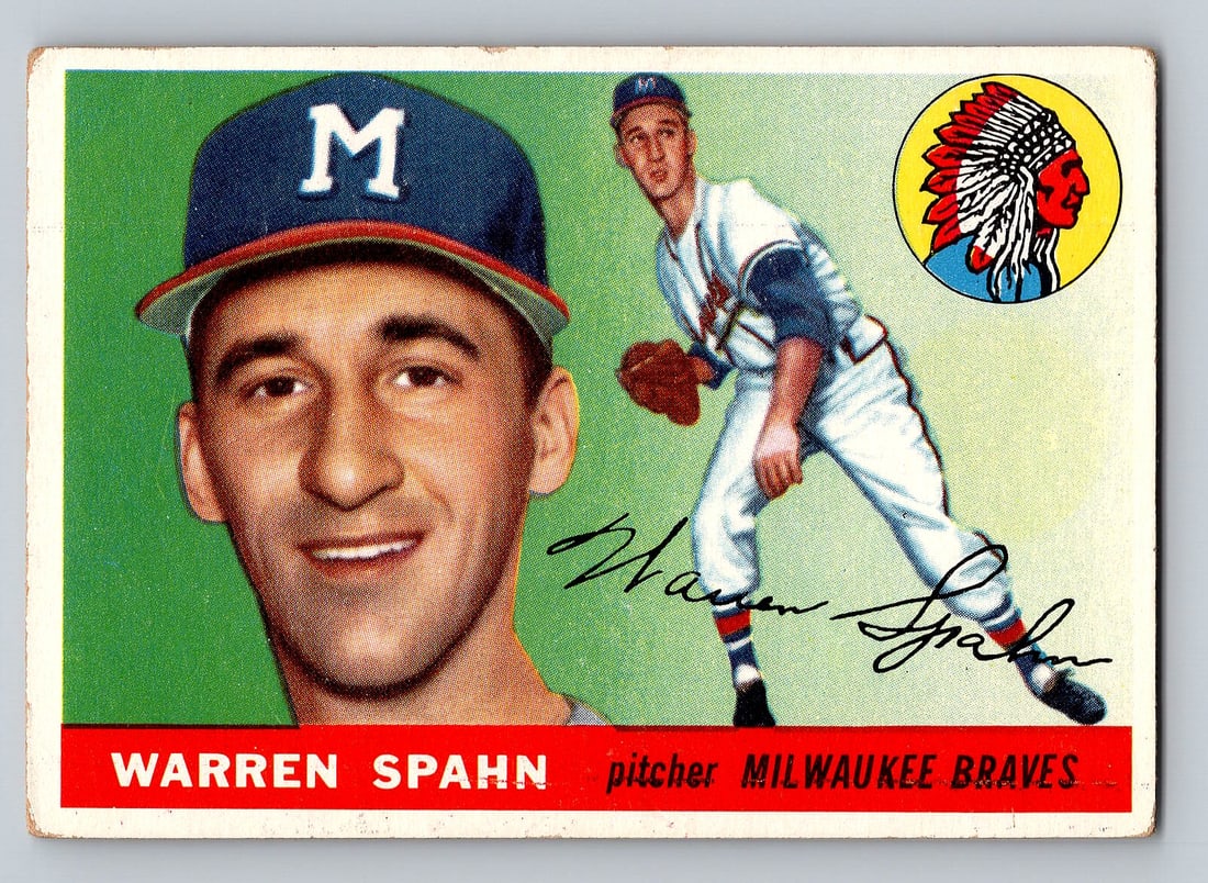 1955 TOPPS Warren Spahn Baseball Card (1 of 2)
