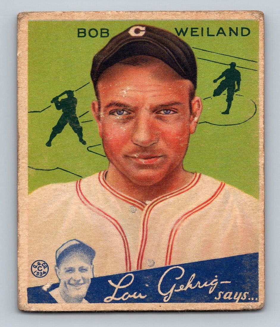 1934 GOUDEY Bob Weiland Baseball Card (1 of 2)