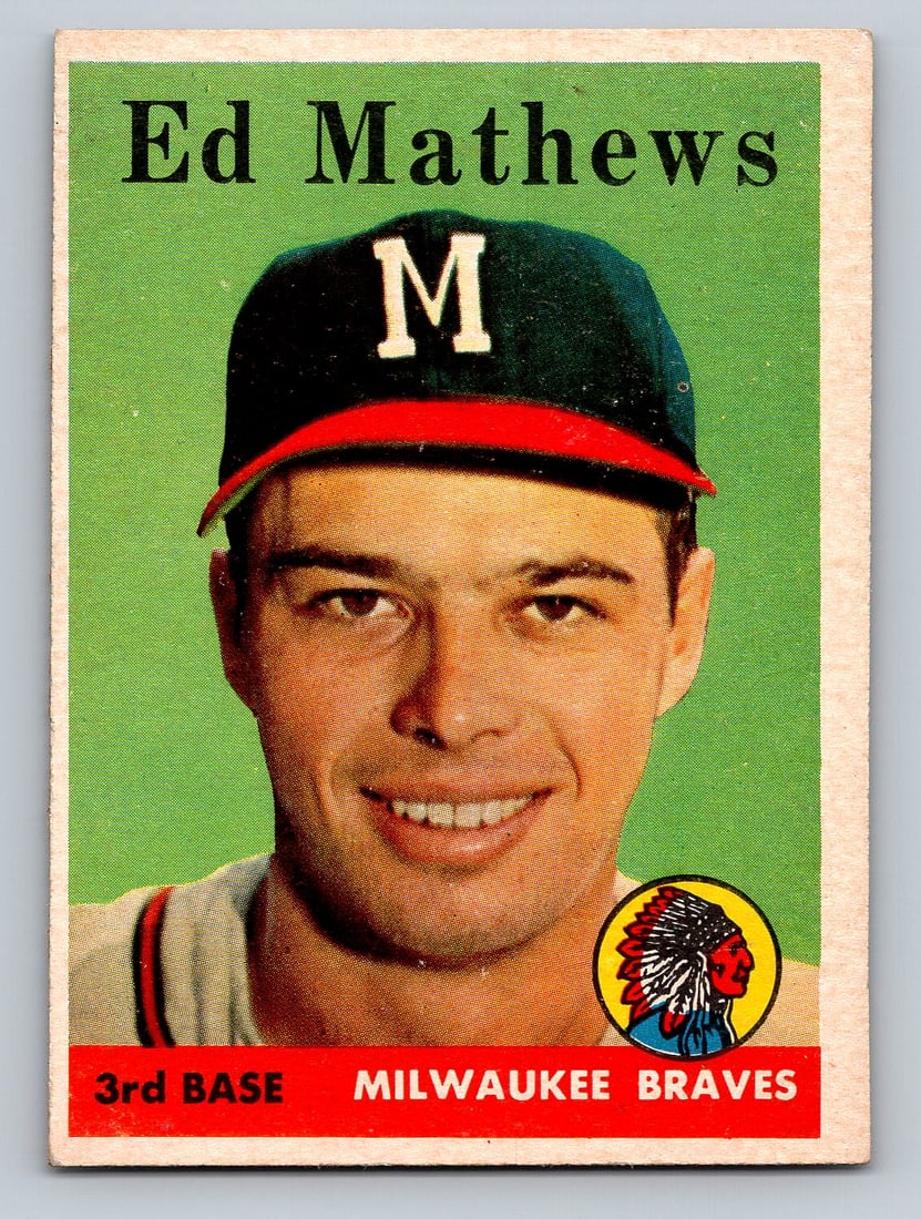 1958 TOPPS Eddie Matthews Baseball Card (1 of 2)