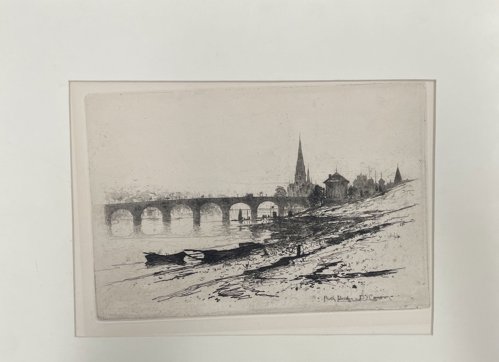 Vintage D.Y. CAMERON Signed Etching PERTH BRIDGE/BRIDGE AT FIRTH (1 of 4)