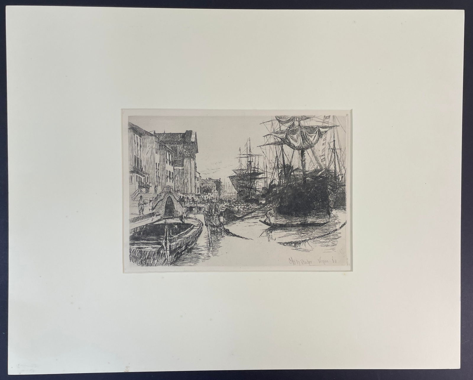 1880 OTTO BACHER Signed Etching VENICE (1 of 6)