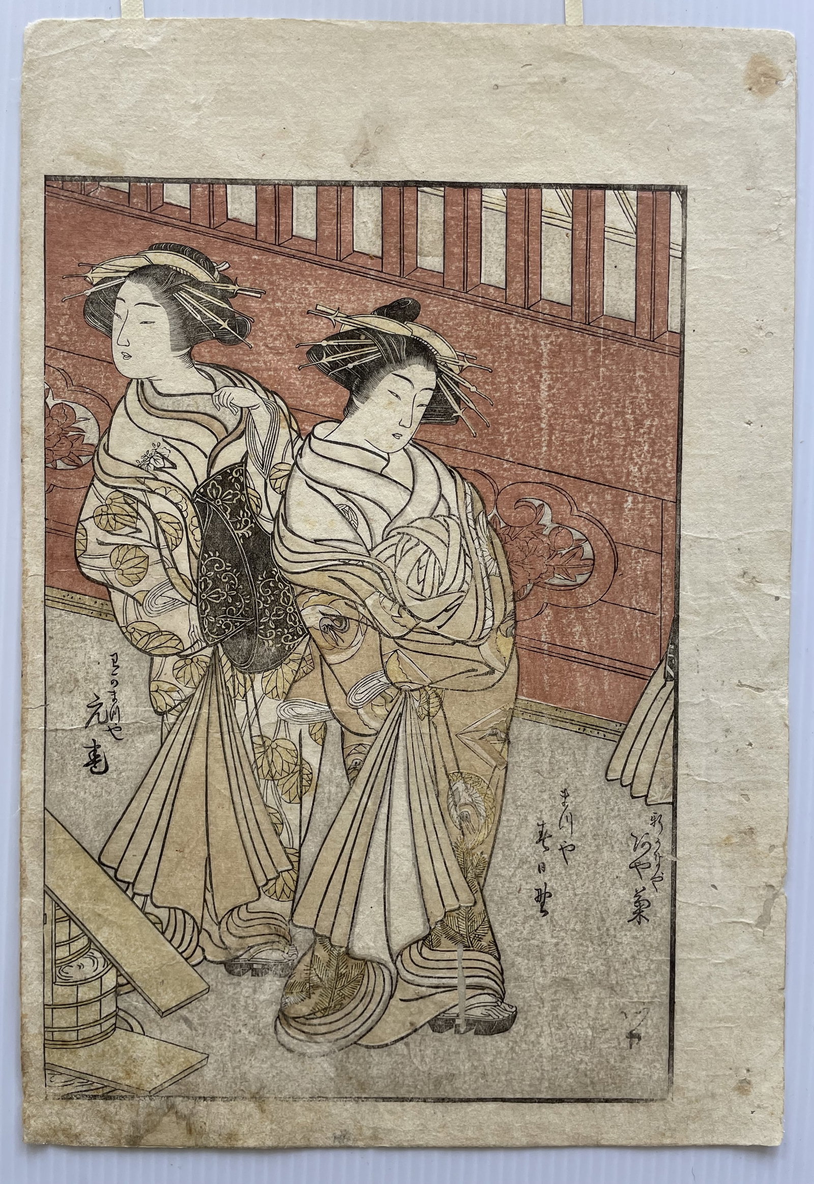 Original 19th Century Japanese Woodblock Print #4: Print measures approx 7.25â€ by 10.5â€. The paper does have some creasing/staining and there is moderate edge wear. We offer in house shipping for this item or you ca