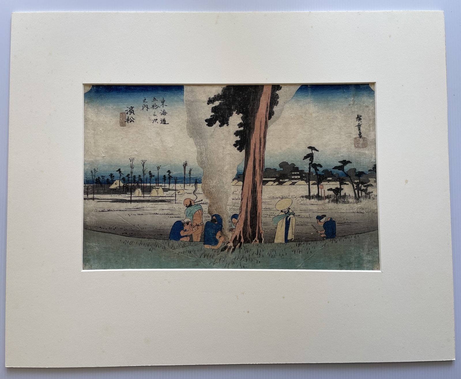 Original 19th Century Japanese Woodblock Print HIROSHIGE (1797 - 1858) #29: Print measures approx 9.25â€ by 14â€and is from the series, The Fifty Three Stations of the Tokaido. The print is titled, Hamamatsu:Winter Scene. It is in very good c
