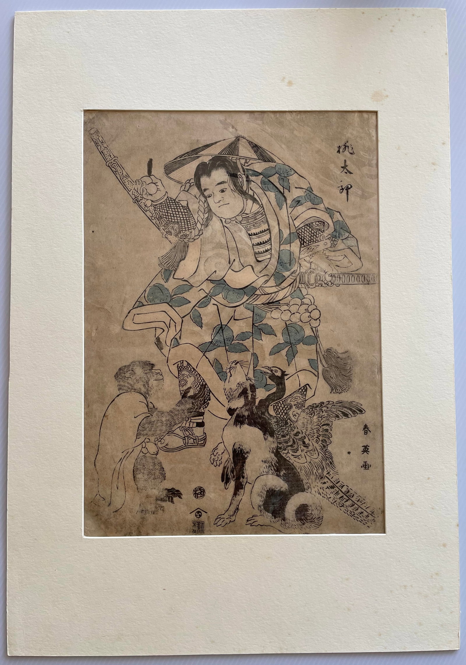Original 19th Century Japanese Woodblock Print #34: Print measures approx 8.5â€ by 12.5â€ and is matted to 12.75â€ by 18.25â€. This print is in very good condition with very minor toni