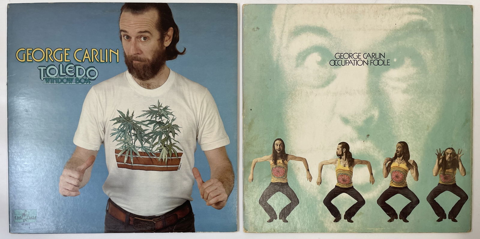 (2) GEORGE CARLIN Record Albums: Albums included: Toledo Window Box, Occupation:Foole. Records will all come in their original jackets and most with the original paper sleeves inside. All show only light use.